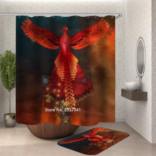 Abstract Art Scenery Sea Waterfall Music Symbol Shower Curtain Shower Room Partition Waterproof and Mildew Proof Hook Washable