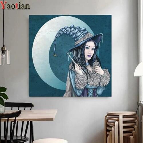 Witch Moon 5d diy diamond painting Full square diamond embroidery full round mosaic pattern beads cross stitch kits Wall sticker