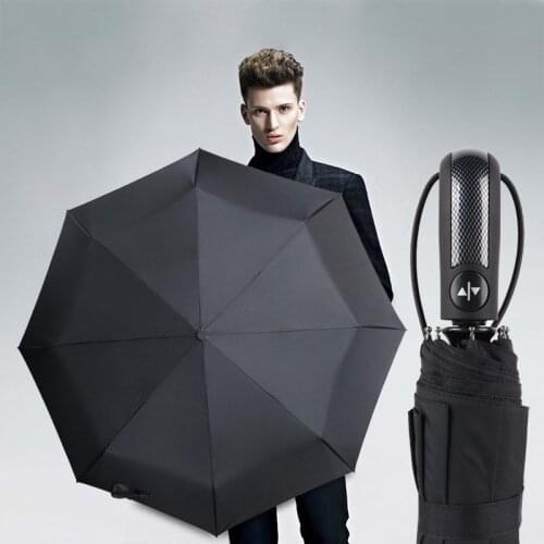 Automatic Creative Handle Umbrella Rain Women 3Folding Srong 8Ribs Windproof Umbrella Men High Quality Business Outdoor Umbrella
