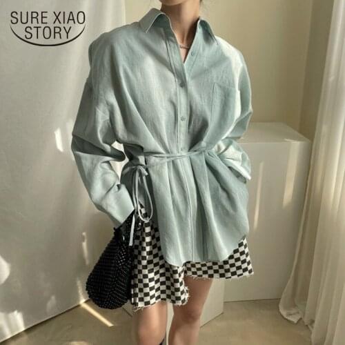 Blusa Casual Long Sleeve Cotton Blouse Women Autumn Chic Irregular Split Back Loose Woman Blouses Korean Shirts Solid Tops 15837