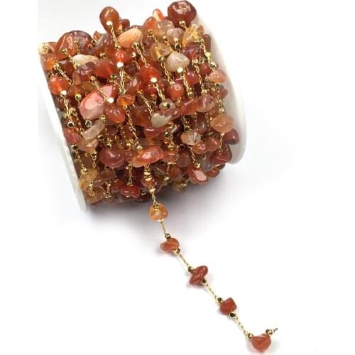 Handmade Multicolor Beads Chain For DIY Jewelry Making Pendant Necklace Bracelet Gold Wire Wrapped Rosary Chains 1meter/lot