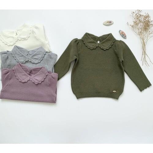 Children Baby Girls Autumn Winter Sweaters Kintted Kids Fashion Peter Pan Collar Sweater Party Birthday Child Girl Kids Tops