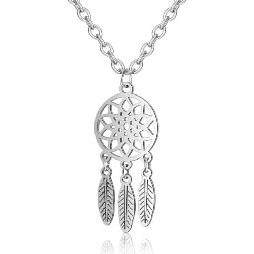 European and American best-selling dream catcher titanium steel necklace female Indian dream catcher stainless steel pendant nec