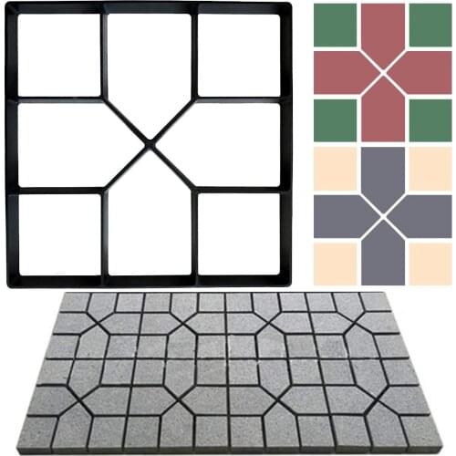 Garden Pavement Mold Walk Path Maker Mould Paving Molds Reusable Stamped Concrete Cement Stepping Walkway Pavement Lawn Garden