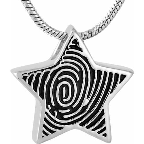 IJD9728 Loss of Lovers Fingerprint Engraving Mini Star Cremation Pendants and Charms Funeral Urn Ashes Holder Keepsake Necklace