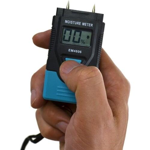Digital LCD Wood Moisture Meter Detector Humidity Meter Damp Timber Detector LCD-Display portable with probe EM4806 all-sun