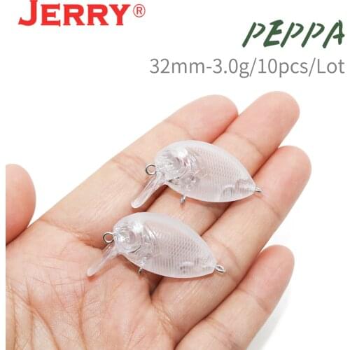 Jerry Peppa 10pcs 3g Unpainted Blank Hard Bait Fishing Lure 32mm High Quality Plastic Wobbler Crankbaits