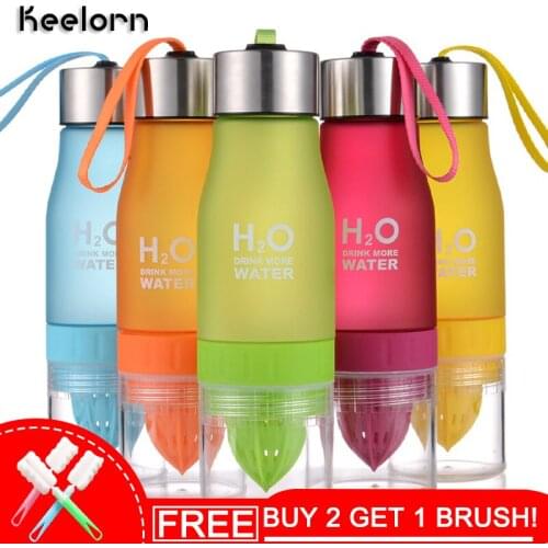 Keelorn 650ml H2O Lemon Juice Fruit Water Bottle Infuser Drinkware For Outdoor Portable Shaker Sport Bottle Plastic Water Bottle