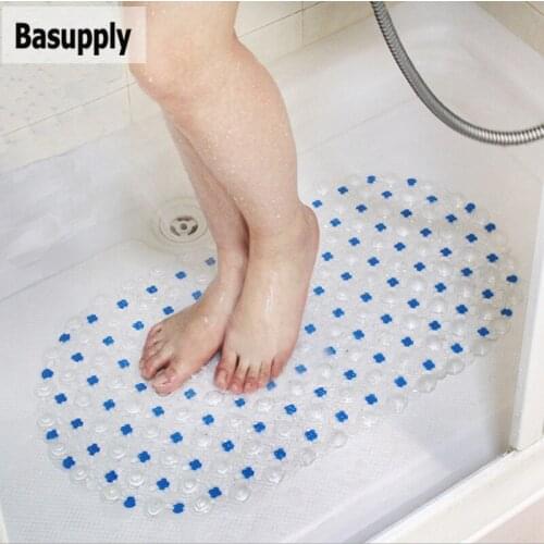 Basupply 1Pc Geometric PVC Bath Mat Transparent Anti-Slip Bath Mats Suitable For Car Bathroom Toilet Foyer Floor Carpet