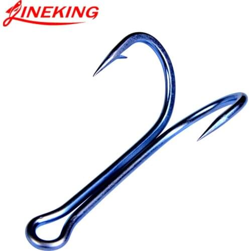 LINEKING 20pcs/lot long shank duple hook high Carbon Steel Barbed Hook Crank Double Hook fishing tackle For Bass soft lures