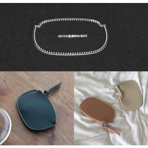 Laser Template Cutting Template Acrylic Crafts Handmade Leather Zip Around Wallet Pattern Sewing 13.5x8.5x1CM