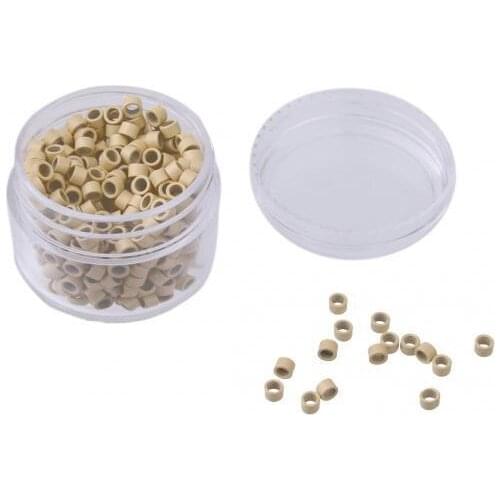 500Pcs 5mm Aluminum Micro Nano Rings Beads for Hair Extensions Beige