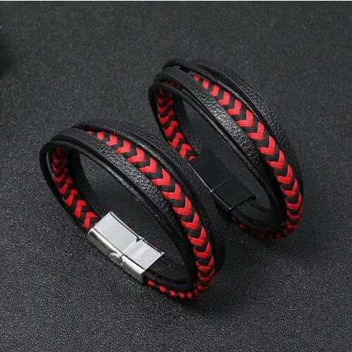 Fashion multi-layer leather bracelet men and women personality magnetic buckle leather bracelet and bangle for jewelry Gifts