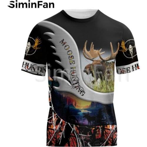 Mens Casual T-Shirts Moose Hunting Art 3D Printed Unisex Harajuku Shirts Summer Tees Hip-Hop Women Tops Plus Size Quick Dry 02