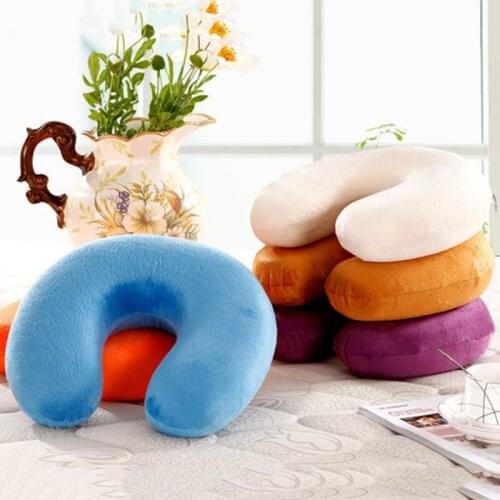 Soft U Shaped Slow Rebound Memory Foam Travel Neck Pillow For Office Flight Traveling Cotton Pillows Head Rest Cushion