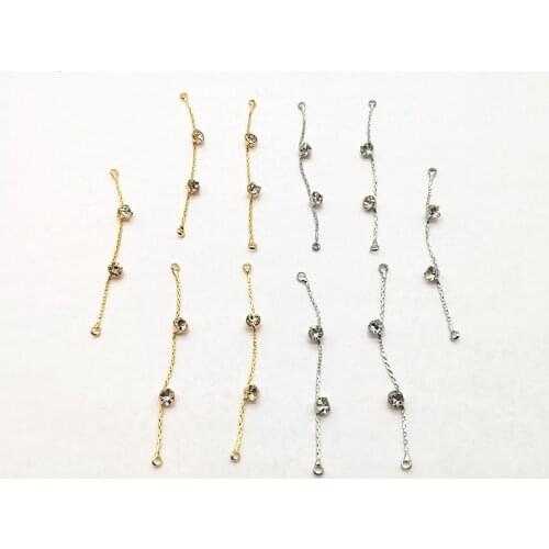 New arrival!53x4mm 50pcs Plating Real gold Zircon Chain Connector For Earring DIY parts,Jewelry Accessories Findings & Component