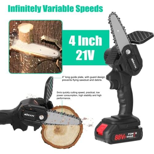KKmoon 21V 4inch Portable Electric Pruning-Saw Small Wood Spliting Chainsaw Brush Motor Woodworking Power Tools Garden Orchard