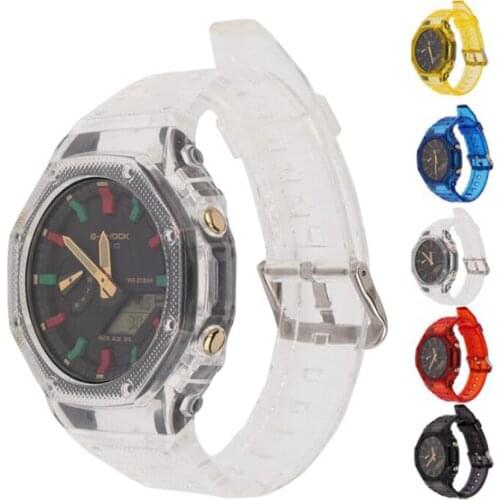 Watch Strap+Case For Casio G-shock GA2100 GA-2100 Fashion Silicone Anti-fall Sweat Proof Replacement Bracelet Bands Sport Strap