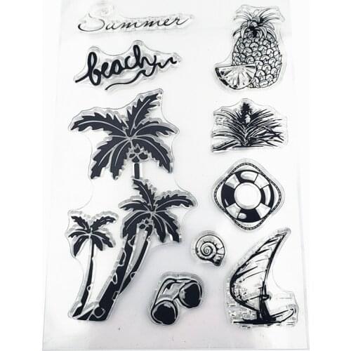 Beach Coconut Tree Silicone Transparent Seal Hand Account Scrapbook DIY Crafts Scrapbooking Stamping Album Decoration