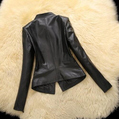 2020 Casual Spring Autumn Genuine Leather Jacket Real Sheepskin Coat For Women Short Black Slim Jackets Outerwear 18019