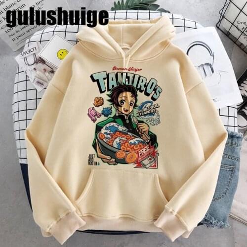 Kawaii Japanese Anime Demon Slayer Hoodies Women Harajuku Cartoon Kimetsu No Yaiba Graphic Hoody Korean Style Sweatshirts Female