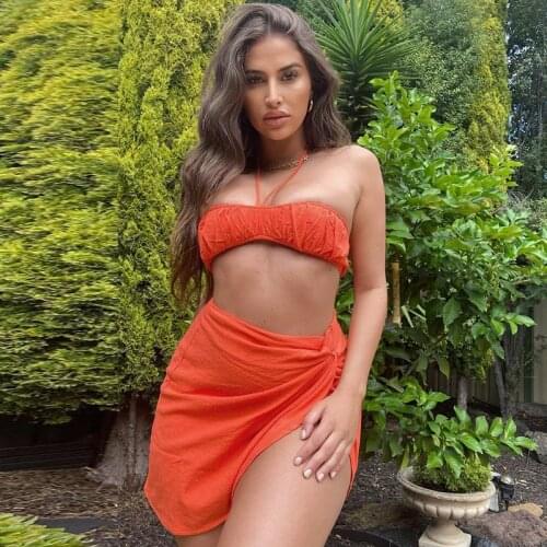 2 Pieces Shorts Sets High-Waisted Skirt Sea Beach Wrinkle Halter Crop Top Intertwined Summer Womens Dress Suits 2021 Outfits