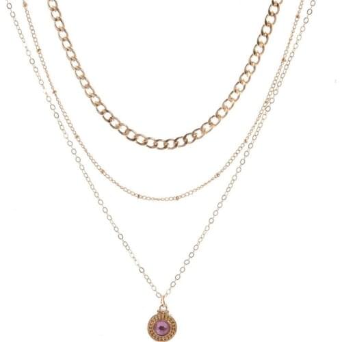 Vintage Multilayer Crystal Pendant Necklace Women Gold Sliver Color Beads Beads Choker Necklaces Jewelry 2020 New Drop Shipping