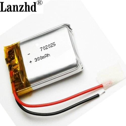 10pcs 3.7V 300mAh 702025 Li-polymer Battery for Mp3 Bluetooth headset speaker video recorder wireless mouse Li-ion cells