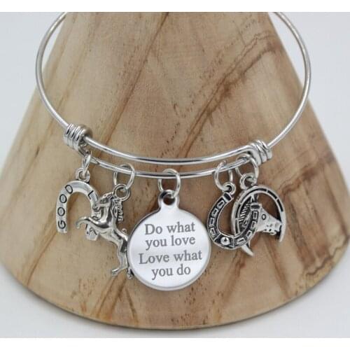 10PCS Stainless Steel Bangle Horse bracelet Expandable Bracelet&Bangle Western Horseshoe charms bracelet for women gifts pulsera