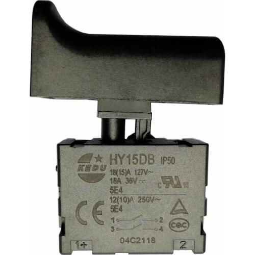 2Pcs KEDU HY15DB IP50 18(15)A 120V Locking Off Hand-held Electric Gardening Power Tools Mower Trigger Switch for Circular Saw