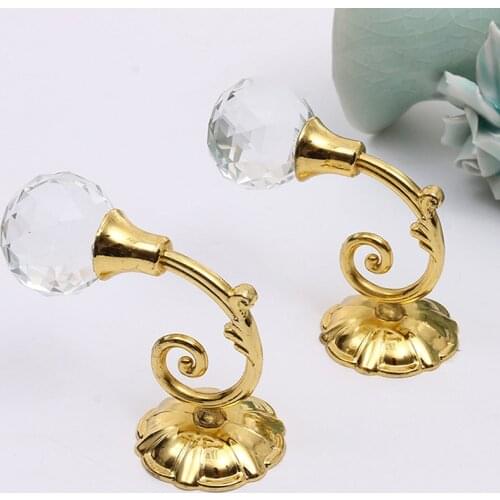 2pcs Large Metal Crystal Glass Curtain Holdback Wall Tie Back Hooks Hanger Holder Curtain Rods Accessoires