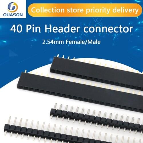 20pcs 10 pairs 40 Pin 1x40 Single Row Male and Female 2.54 Breakable Pin Header PCB JST Connector Strip for Arduino Black