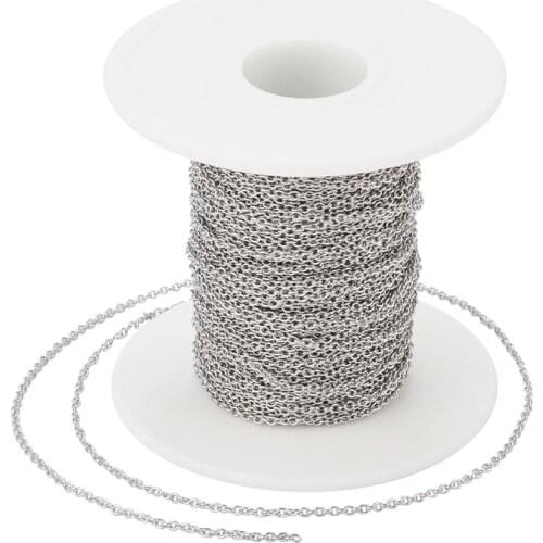 25m/roll 304 Stainless Steel Cable Chains with Spool Soldered For Necklace Bracelet DIY Jewelry Making