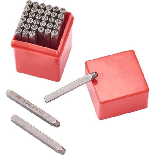 36pcs/box 60x6mm Iron Seal Stamps With Letter A-Z Number 0-8 and Ampersand Black DIY Jewelry Making Handicrafts Supplies