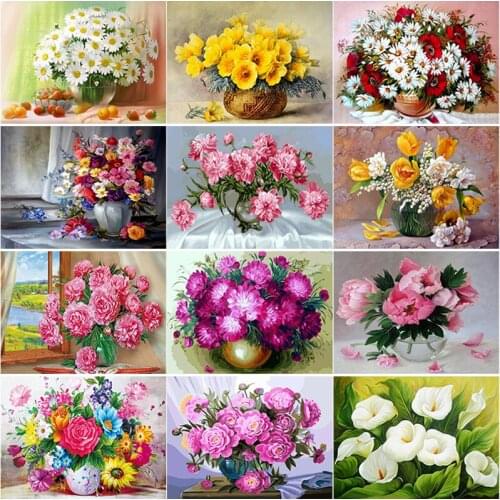 New 5D DIY Diamond Painting Full Square Round Drill Scenery Cross Stitch Daffodil Diamond Embroidery Crafts Home Decor Art Gift