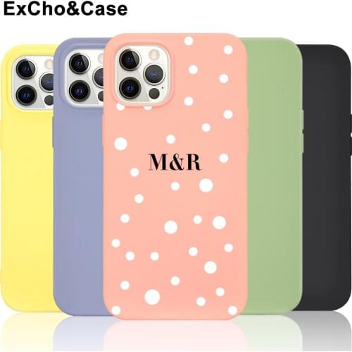 For iphone Cover Custom Initial letter Name Phone Case For iphone SE 6 6S 7 8 Plus X XS XR XS Max 11 Pro 12 Mini MAX White dots