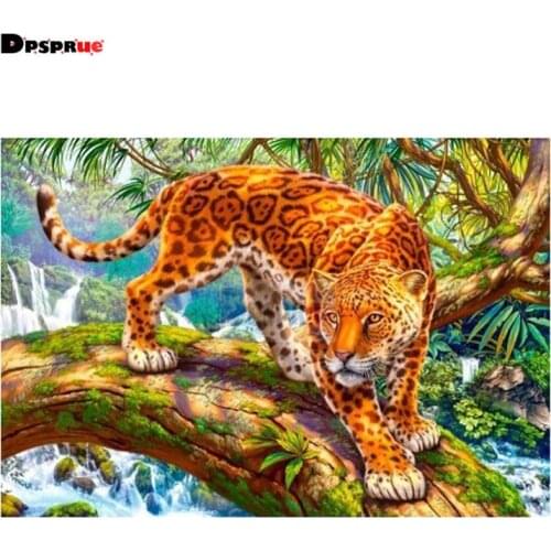 Dpsprue Full Square/Round Diamond Painting Cross Stitch Diamond 3D Embroidery Leopard DIY 5D Moasic Home Decor Gift S023