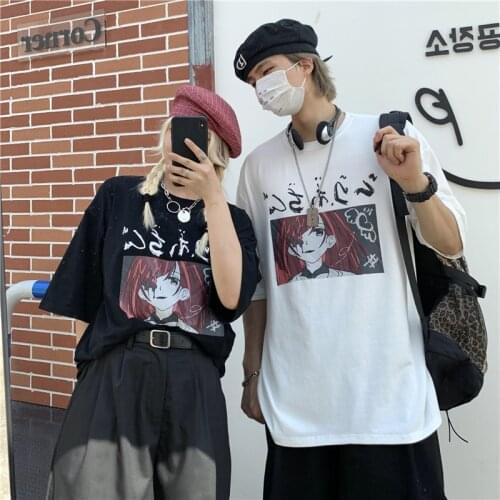 Summer Harajuku style creative print streetwear casual loose short-sleeved T-shirt