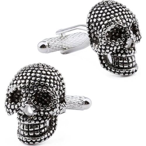 HAWSON Fashionable Style Cufflinks Raised Metal Dots Wiped Black Skull for French Cuffs/Shirts Garment Ornaments