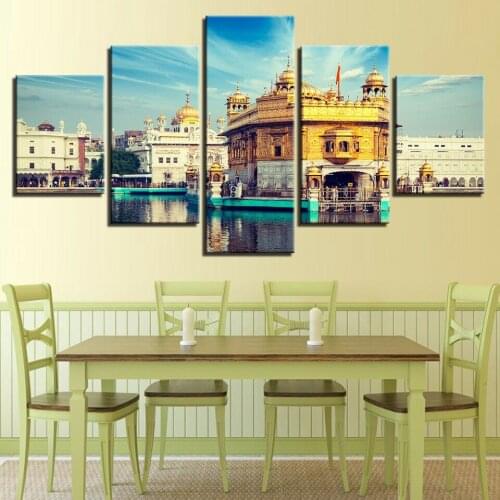Golden Temple Amritsar 5 Panel Canvas Picture Print Wall Art Canvas Painting Wall Decor for Living Room No Framed