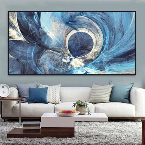 Modern Abstract Creative Messy Blue Line Poster and Print Wall Art Oil Painting Canvas Picture Living Room Home Decoration