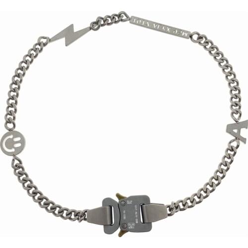 Classic Men Women Stainless Steel Necklace Hollow "A" Letter Punk Choker 1017 ALYX 9sm Lightning RIVER LINK Hero Chain Necklace