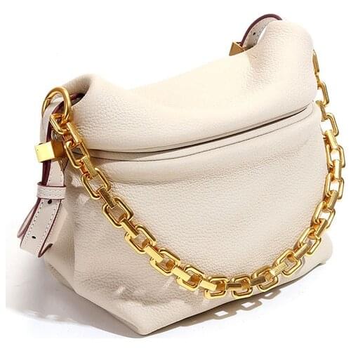 New style clutch bag gold chain dumpling clip wallet bag lady cloud armpit shoulder bag tote bag handbag real cowhide lady bag