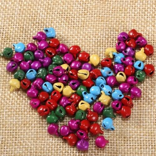 100Pcs Colour Metal Jingle Bells Holiday Craft Wedding Christmas Decoration Bracelet Anklet Loose Beads Jewellery Hand DIY 8x6mm