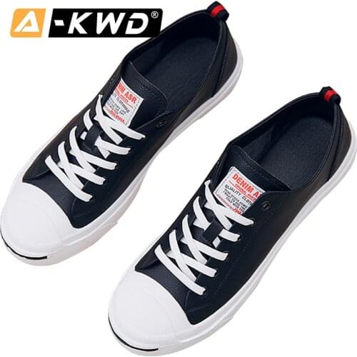 White Fashion Shoes 2019 Breathable Pu Shoes Men Leather Mens Casual Shoes Hot Sale Black Trainers Men Non-slip Sneakers for Men