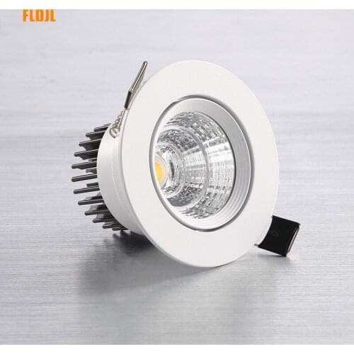 A dimmable round led spotlight cob downlight embedded black and white ceiling lamp opening 5W~25W AC86V~260V