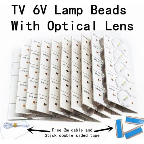 6V SMD Lamp Beads With Optical Lens Fliter for 32-65inch LED Backlight Strip TV Repair 100%NEW LED Backlight strip 3V with Cable