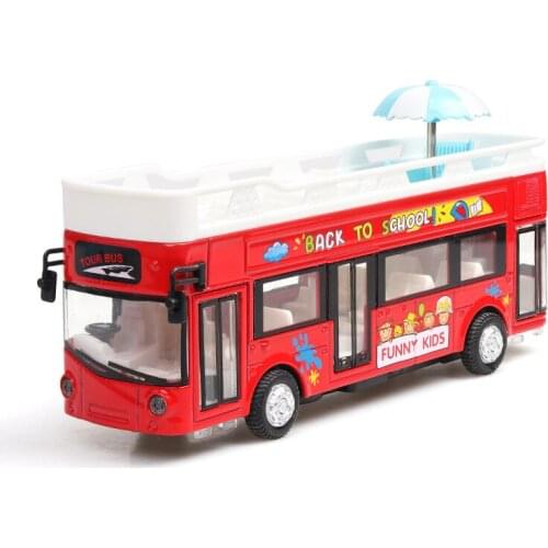 1:36 Alloy Diecast Luxury London Bus Top Opened Music Sound Light Pull-back Return Simulation Birthday Gift Christmas Present