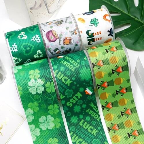 St. Patrick DIY Handmade Materials Grosgrain Ribbon 50 Yard Per Size Printed Ribbon 48720