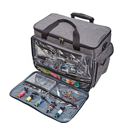 Multifunctional Sturdy Fabric Sewing Machine Storage Bag Large Capacity Yarn Knitting Accessories Crochet Tool Box Waterproof